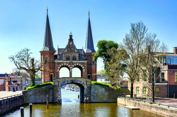 The famous Waterpoort Gate in Sneek, Friesland, the Netherlands