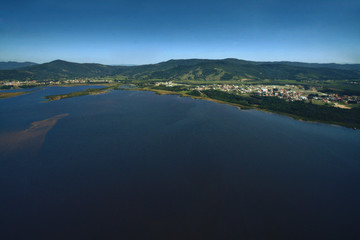 landscape with lake and mountains