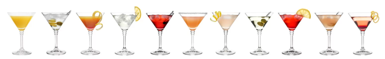 Foto op Plexiglas Set of different delicious cocktails on white background © New Africa