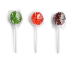Set of colorful candies on white background