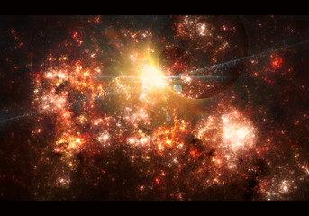 Abstract artistic glowing bright colorful nebula galaxy background