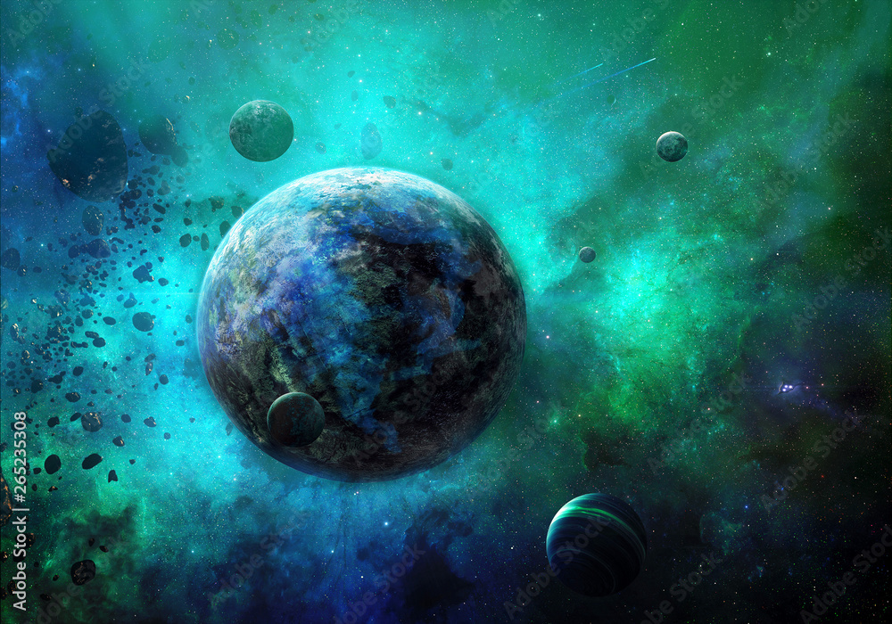 Canvas Prints abstract smooth beautiful planet in a colorful galaxy artwork