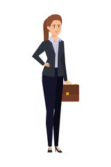 elegant businesswoman with portfolio