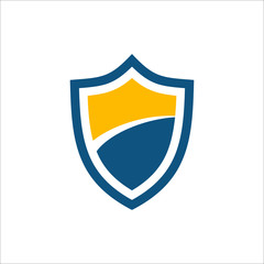 blue and orange shield icon vector graphic