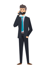 Obraz na płótnie Canvas elegant businessman calling with smartphone