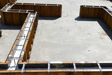 Foundation work of housing construction