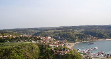 Fototapeta premium aerial view of Poyrazkoy town in Istanbul bosphorus