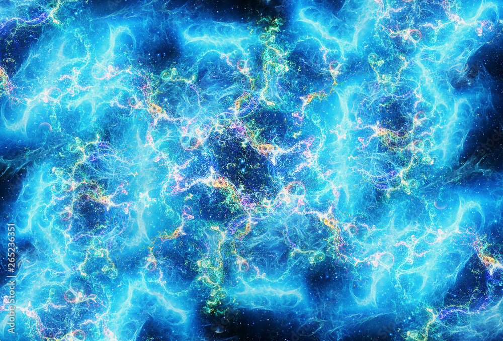 Poster unique smooth artistic multicolored bright energy field in deep space artwork background