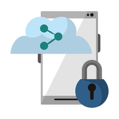 cellphone with padlock and cloud sharing