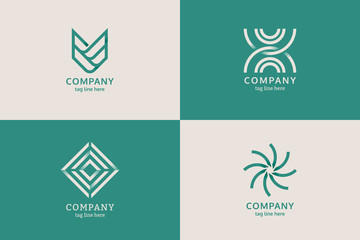 Green business logo set