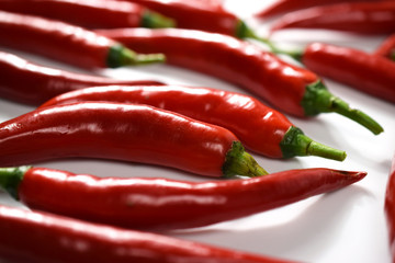 Red chili pepper. Red pepper harvest, closeup