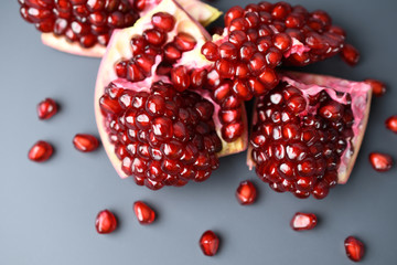 Closeup of pomegranate Seeds on a dark background