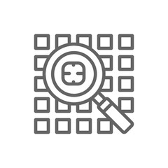 Computer virus search, security system line icon.