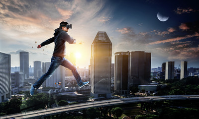 Virtual reality experience, technologies of the future. Mixed media