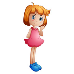 Vector illustration of Cute schoolgirl cartoon giving thumbs up