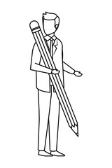Obraz premium elegant businessman with big pencil