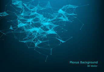 Abstract vector particles and lines. Plexus effect. Futuristic illustration. Polygonal Cyber Structure. Data Connection Concept.