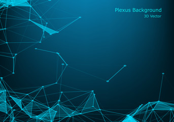 Abstract polygonal background with connected lines and dots. Minimalistic geometric pattern. Molecule structure and communication. Graphic plexus background. Science, medicine, technology concept