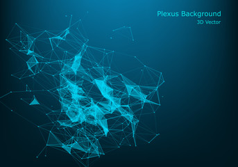 Abstract polygonal background with connected lines and dots. Minimalistic geometric pattern. Molecule structure and communication. Graphic plexus background. Science, medicine, technology concept