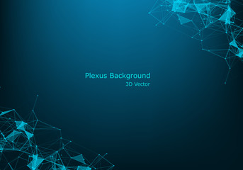 Abstract plexus background with connected lines and dots. Wave flow. Plexus geometric effect Big data with compounds. Lines plexus, minimal array. Digital data visualization. Vector illustration.
