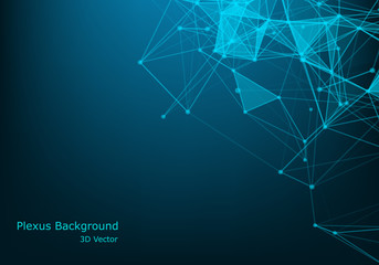 Plexus Lines And Particles Background. Vector Technology Illustration Of Futuristic Polygonal Cyber Structure. Data Connection Concept.
