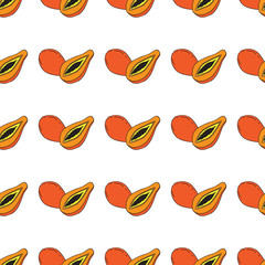 Background with juicy fruits. Fruit seamless pattern. Vector illustration