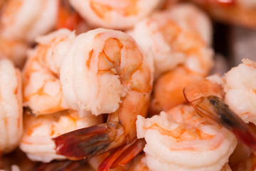 Pile of plumb, fresh cooked shrimp