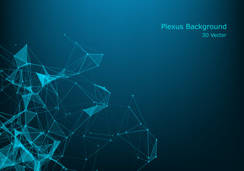 Cyber vector landscape made of wireframe and particles with rising particles above with connection line. Modern design concept for technology illustration, big data.