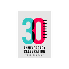 30 Year Anniversary Vector Template Design Illustration