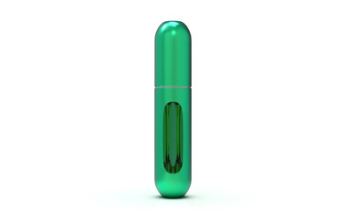 Perfume atomizers template realistic spray case for fragrance.open packaging isolated on white background.3d illustartion