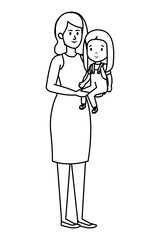 young mother with little daughter