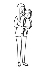 young mother with little daughter