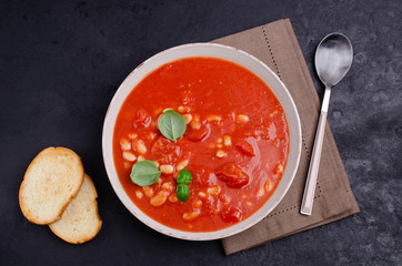 Thick tomato soup with beans
