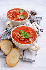 Thick tomato soup with beans