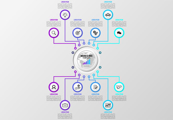Vector Infographics Elements Template Design . Business Data Visualization Timeline with Marketing Icons most useful can be used for presentation, diagrams, annual reports, workflow layout