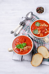 Thick tomato soup with beans