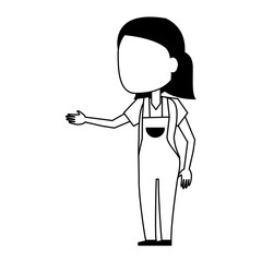 Young woman cartoon in black and white