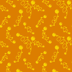 Hand drawn berries and leaves. Vector hand drawn seamless pattern for textile, wrapping paper, fabric, wallpaper, web etc.