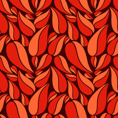 Flat vector seamless patterns with simple leaves on colored background for textile, prints, wallpaper, wrapping, web etc.