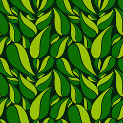 Flat vector seamless patterns with simple leaves on colored background for textile, prints, wallpaper, wrapping, web etc.