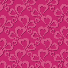 Flying hearts and spirit of love on vector colorful seamless pattern. Bright abstract ornament for textiles, prints, wallpaper, packaging, fabrics, etc.