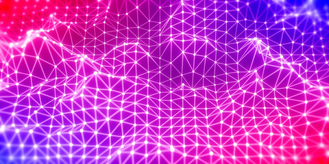 Molecule And Communication Background. Brochure or web banner design. Lines and spheres. Medical, technology, chemistry, science relative. Shallow depth of field. 3D rendering.