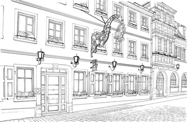 漫画風ペン画イラスト 西洋風 室内 Wall Mural Wallpaper Murals Haikeisouko