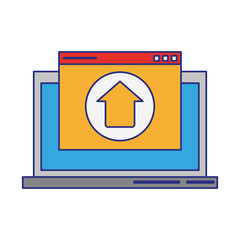 computer with upload sign