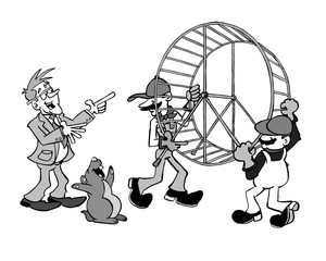 Senior businessman getting rid of the hamster wheel