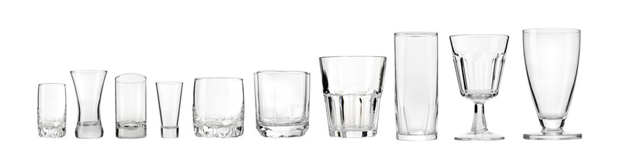 Empty glasses isolated
