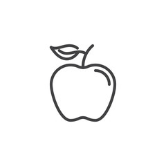 Apple with leaf line icon. linear style sign for mobile concept and web design. Apple, fruit outline vector icon. Healthy diet food symbol, logo illustration. Pixel perfect vector graphics