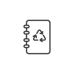 Eco book line icon. linear style sign for mobile concept and web design. Notebook with recycling arrows outline vector icon. Ecology symbol, logo illustration. Pixel perfect vector graphics
