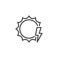 Solar energy line icon. linear style sign for mobile concept and web design. Sun and lightning outline vector icon. Ecology symbol, logo illustration. Pixel perfect vector graphics