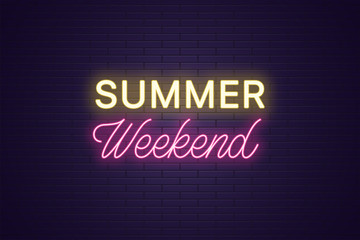 Neon composition of headline Summer Weekend. Text